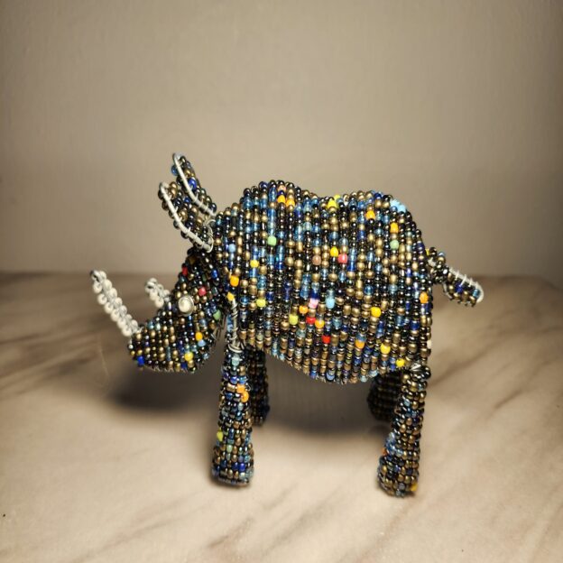 African multicolored Beaded Wire Black Rhinoceros