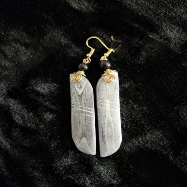 African Vintage Style dangling bone earring, neutral color, a great fit for any outfit