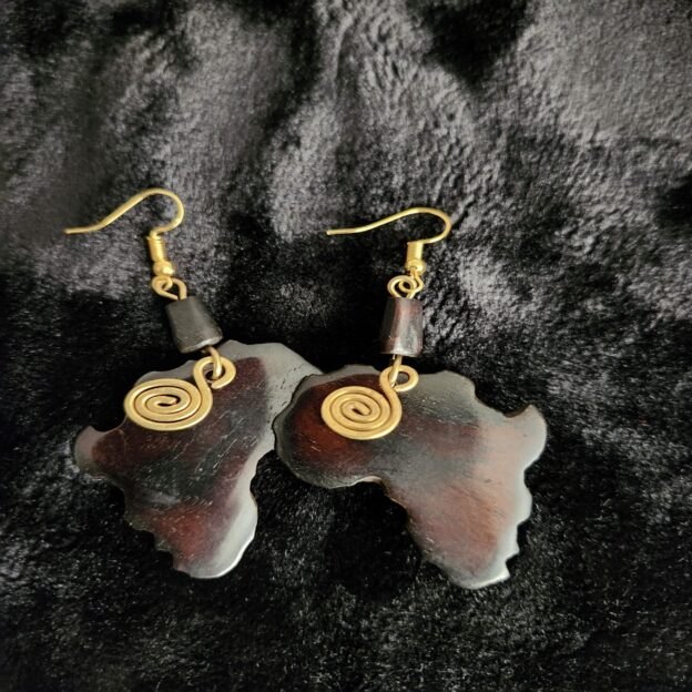 African Map Shaped Dangle Earrings: