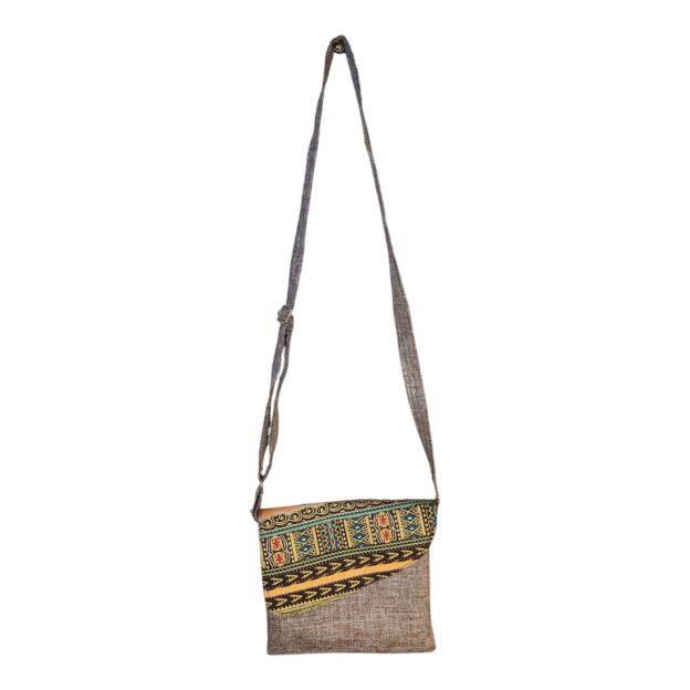 African Ankara Patch Print Crossbody bag beige, brown for everyday use
